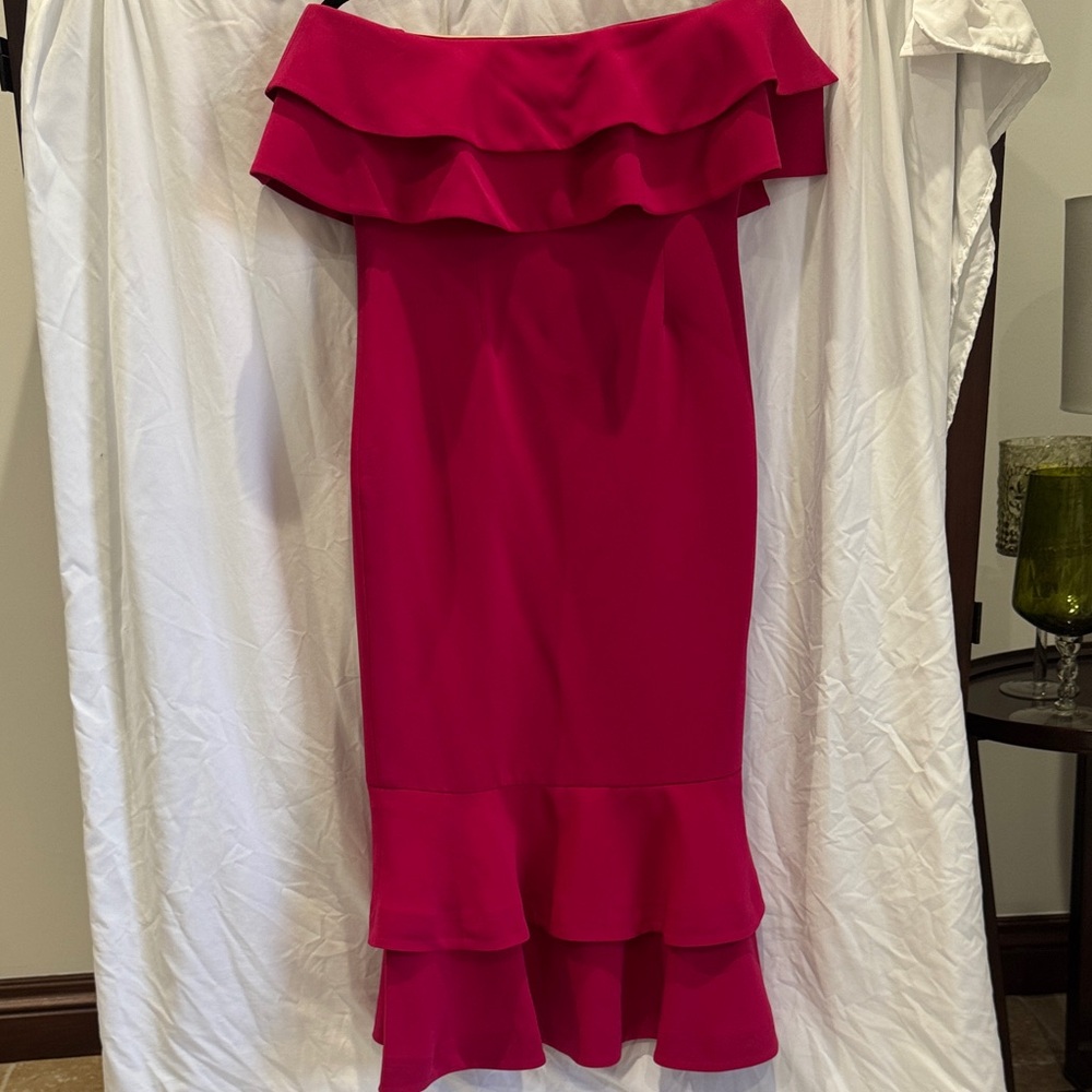 Cinq à Sept Pink Ruffle Off-Shoulder Dress